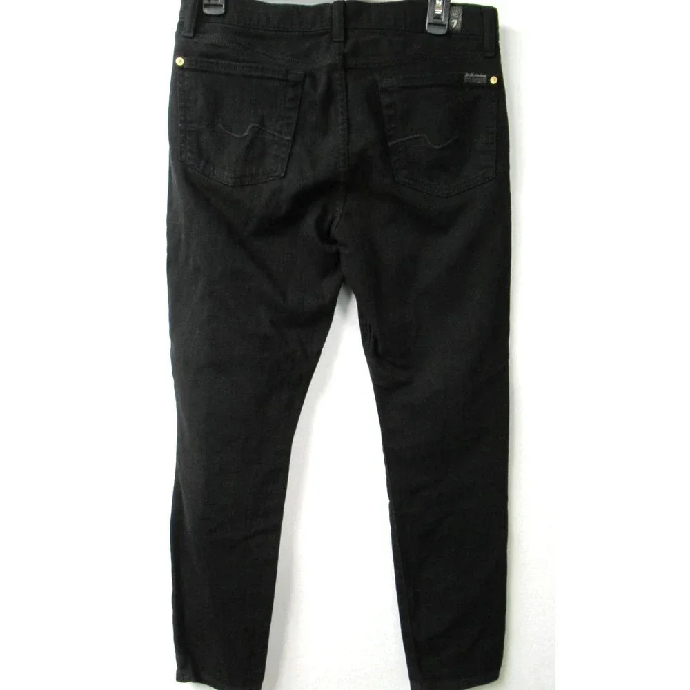 7 For All Mankind Skinny Jeans Cropped Gwenevere Black Wash Women Size 28 - Picture 2 of 8